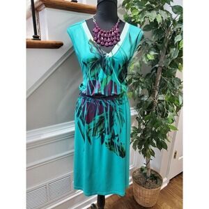 Closet Full Women's Multicolor Polyester V-Neck Sleeveless Knee Length Dress 2XL